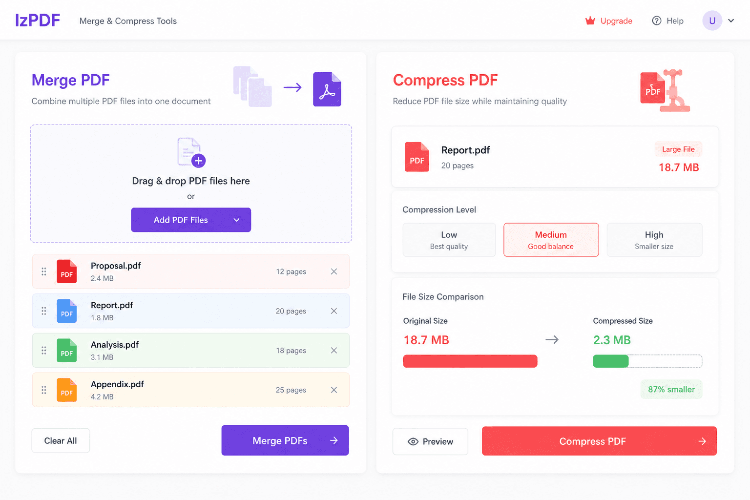Merge and compress in one place