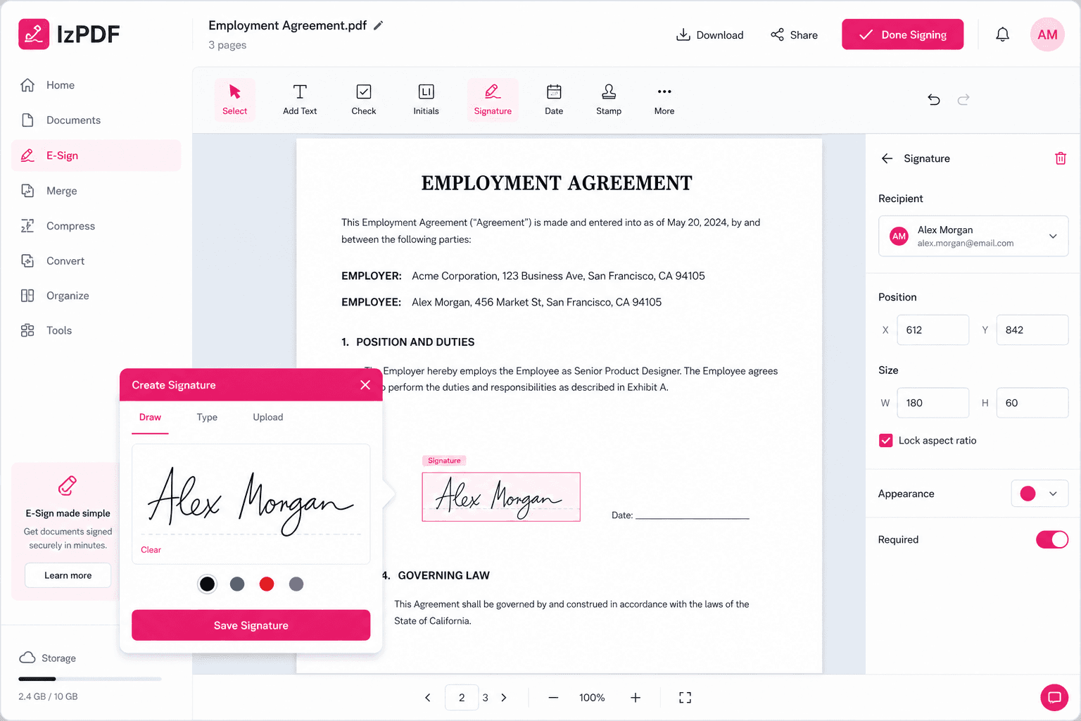 Sign documents in seconds